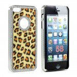 Wholesale iPhone 5 5S  Leopard Diamond Chrome Case (Yellow)